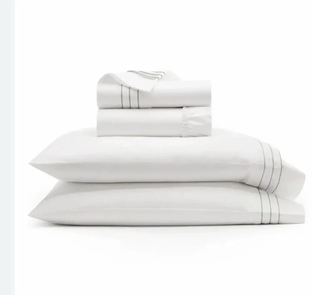 Boll & Branch Signature Triple Pleat Organic Cotton Sheet Set White Pewter Queen